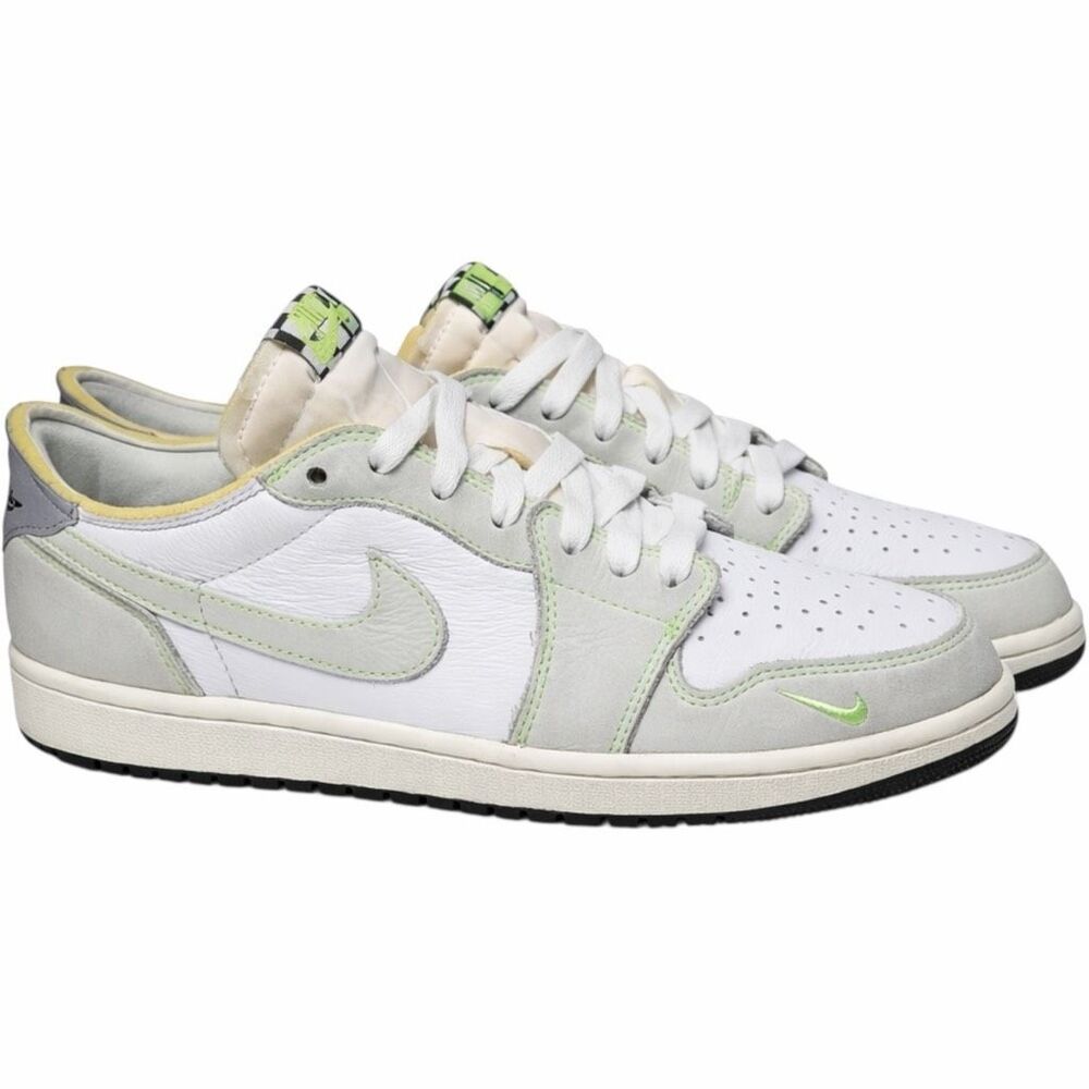 Nike Air Jordan 1 Low DM7837-103 White Grey Green Men’s Size 10 - Picture 2 of 7